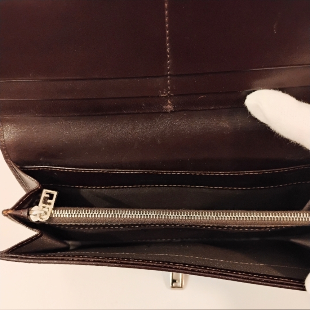 EUC Fendi Zucca Long Wallet w/Brown Leather Trim - Picture 7 of 8